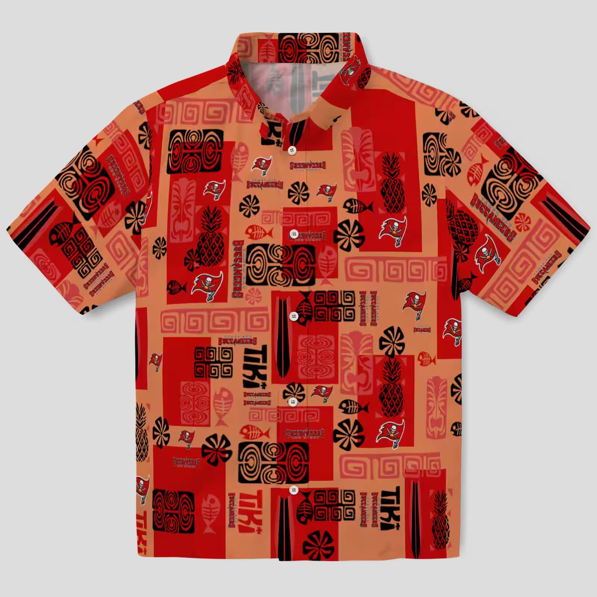 Tampa Bay Buccaneers NFL Tribal Symbols Hawaiian Shirt, Red Aloha Beach Shirt for Fans