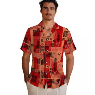 Tampa Bay Buccaneers NFL Tribal Symbols Hawaiian Shirt, Red Aloha Beach Shirt for Fans