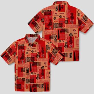 Tampa Bay Buccaneers NFL Tribal Symbols Hawaiian Shirt, Red Aloha Beach Shirt for Fans