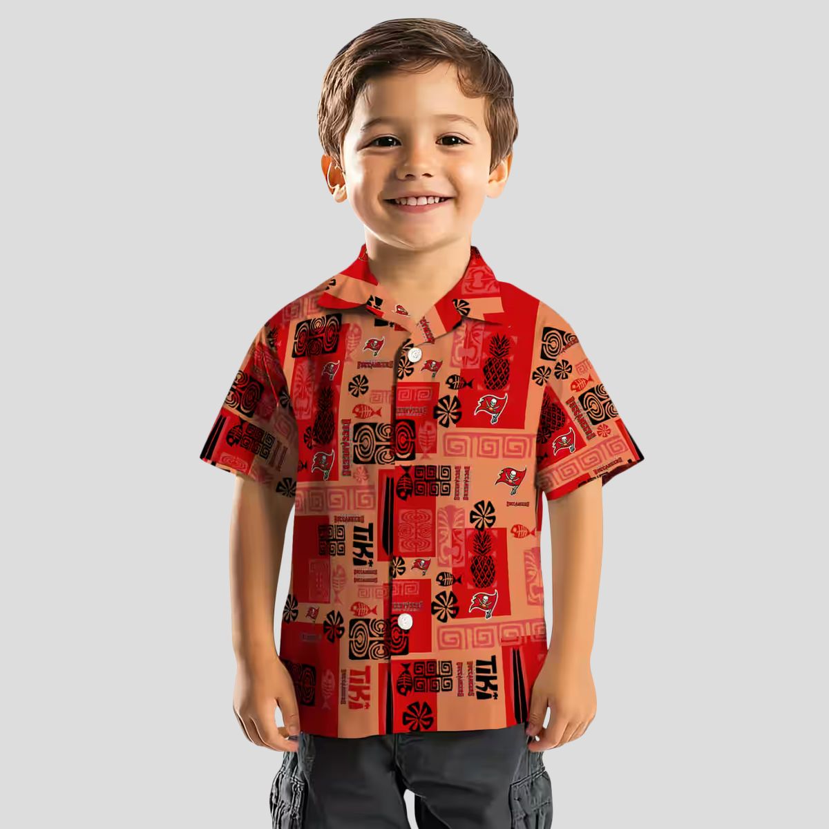 Tampa Bay Buccaneers NFL Tribal Symbols Hawaiian Shirt, Red Aloha Beach Shirt for Fans