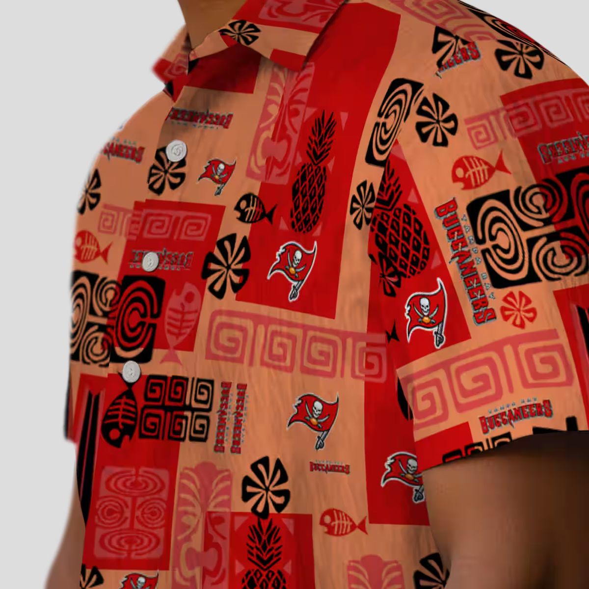Tampa Bay Buccaneers NFL Tribal Symbols Hawaiian Shirt, Red Aloha Beach Shirt for Fans
