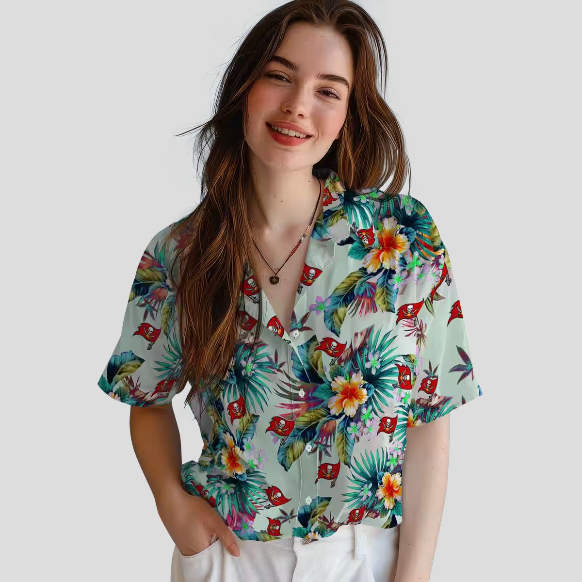Tampa Bay Buccaneers NFL Tropical Hawaiian Shirt - Green Foliage Aloha Design for Fans
