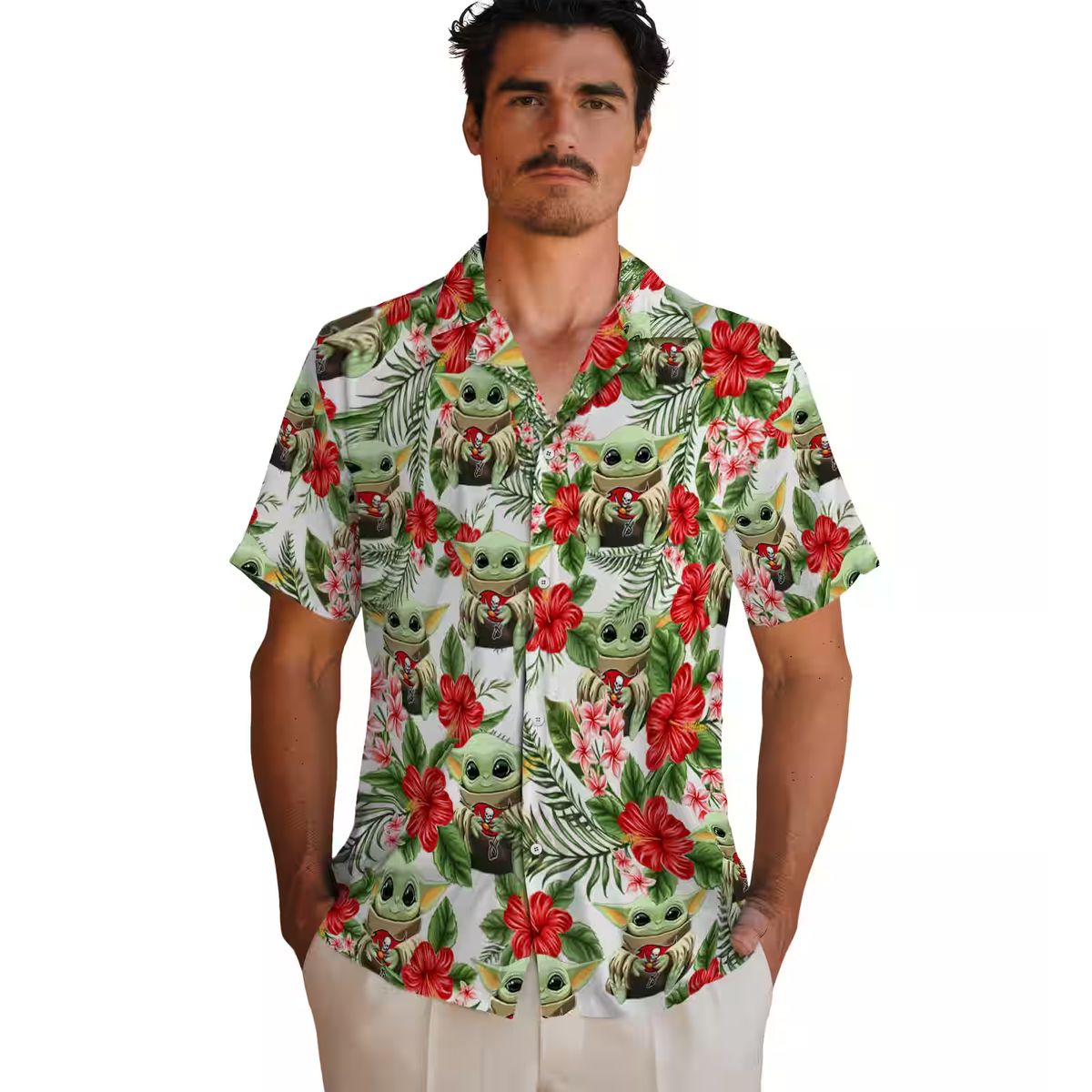 Tampa Bay Buccaneers NFL Tropical Yoda Green Shirt, Aloha Floral Hawaiian Shirt for Summer Fans