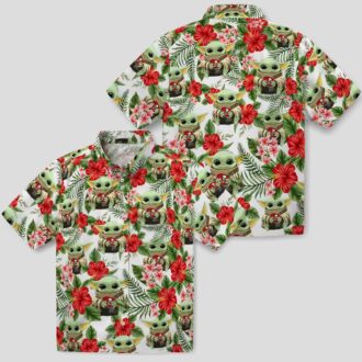 Tampa Bay Buccaneers NFL Tropical Yoda Green Shirt, Aloha Floral Hawaiian Shirt for Summer Fans