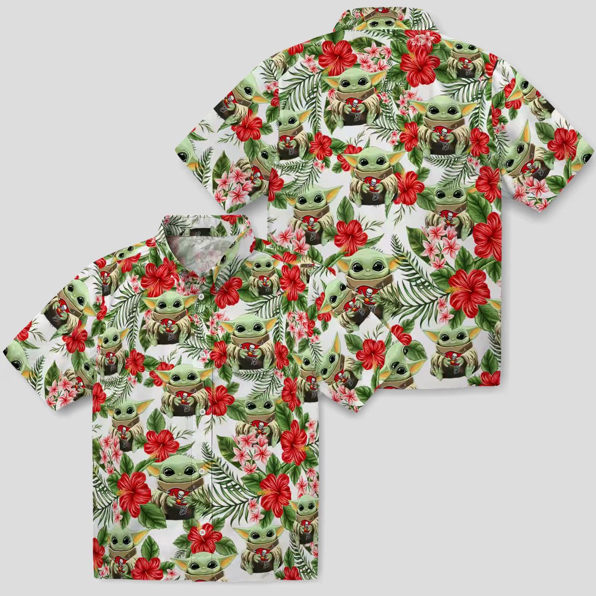 Tampa Bay Buccaneers NFL Tropical Yoda Green Shirt, Aloha Floral Hawaiian Shirt for Summer Fans