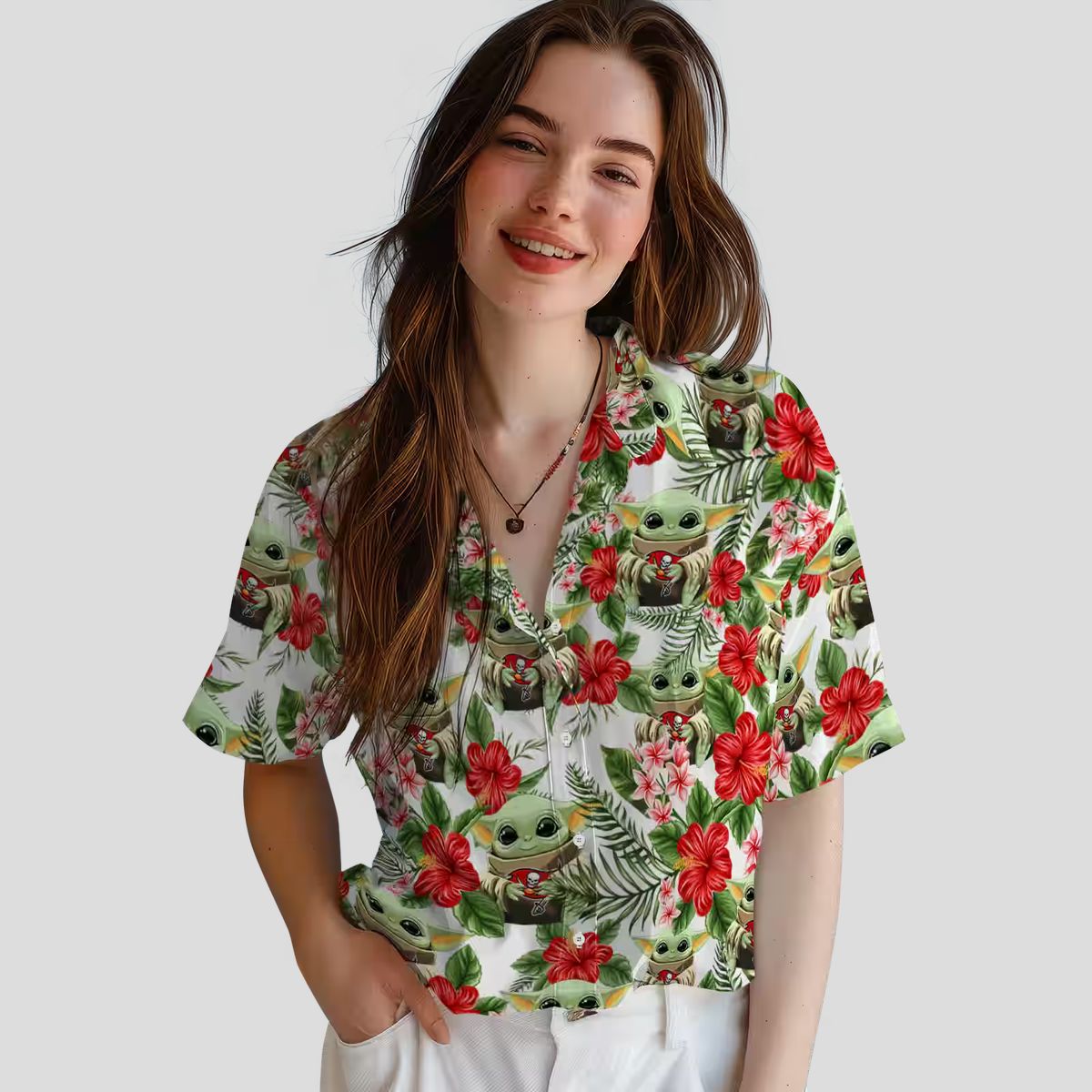 Tampa Bay Buccaneers NFL Tropical Yoda Green Shirt, Aloha Floral Hawaiian Shirt for Summer Fans
