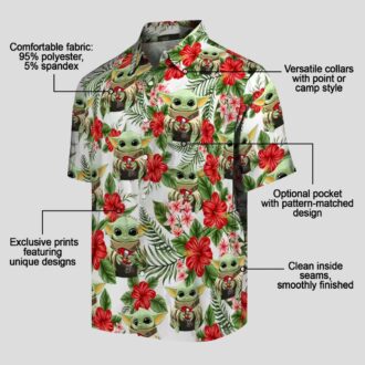 Tampa Bay Buccaneers NFL Tropical Yoda Green Shirt, Aloha Floral Hawaiian Shirt for Summer Fans