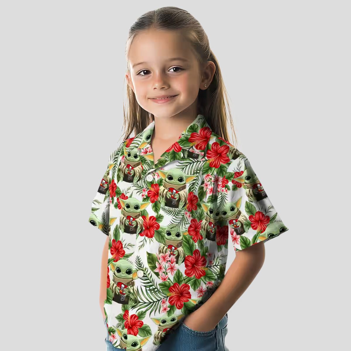 Tampa Bay Buccaneers NFL Tropical Yoda Green Shirt, Aloha Floral Hawaiian Shirt for Summer Fans