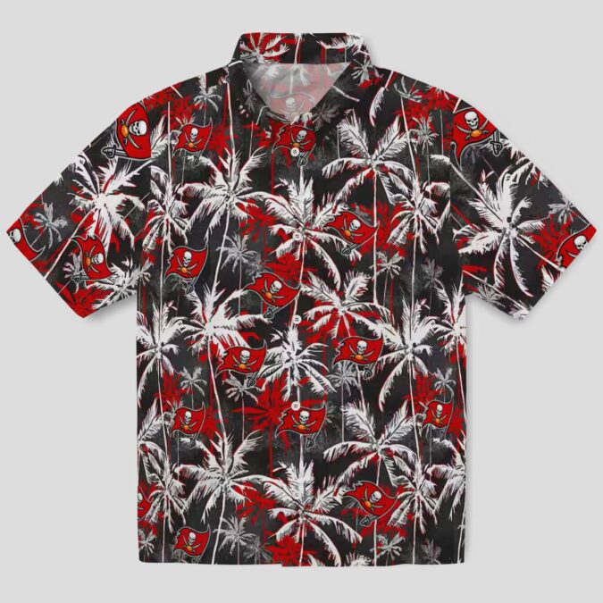 Tampa Bay Buccaneers Palm Print Hawaiian Shirt, Red & Black NFL Team Shirt for Game Day