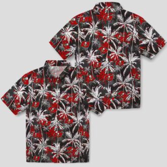 Tampa Bay Buccaneers Palm Print Hawaiian Shirt, Red & Black NFL Team Shirt for Game Day