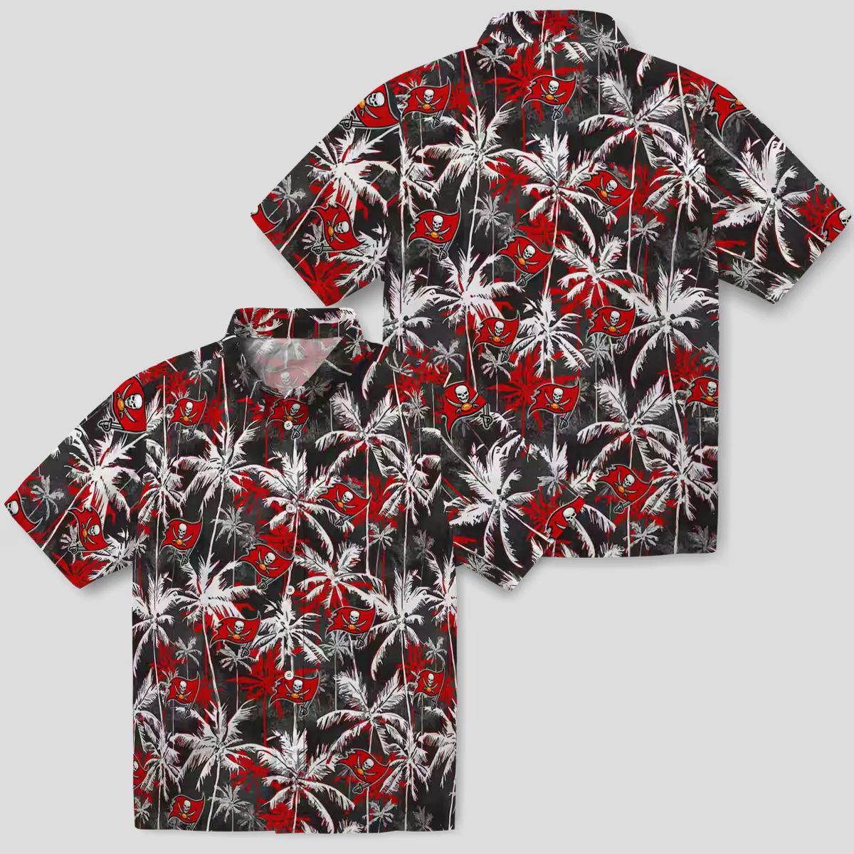 Tampa Bay Buccaneers Palm Print Hawaiian Shirt, Red & Black NFL Team Shirt for Game Day