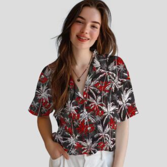 Tampa Bay Buccaneers Palm Print Hawaiian Shirt, Red & Black NFL Team Shirt for Game Day
