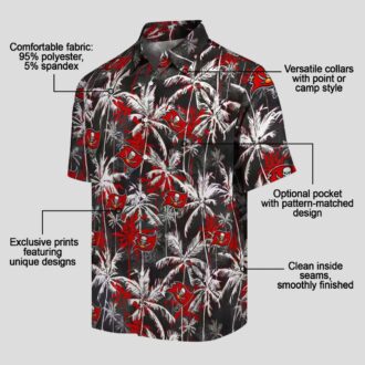 Tampa Bay Buccaneers Palm Print Hawaiian Shirt, Red & Black NFL Team Shirt for Game Day
