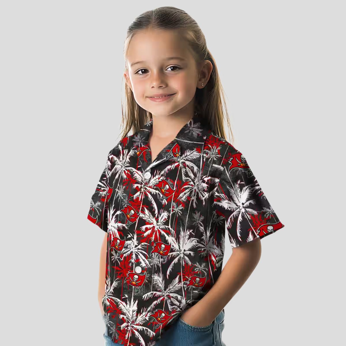 Tampa Bay Buccaneers Palm Print Hawaiian Shirt, Red & Black NFL Team Shirt for Game Day