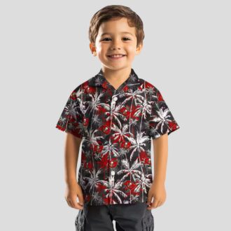 Tampa Bay Buccaneers Palm Print Hawaiian Shirt, Red & Black NFL Team Shirt for Game Day