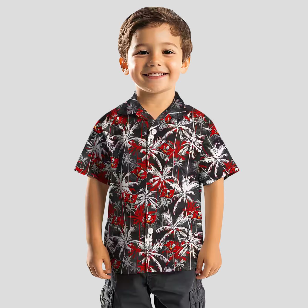 Tampa Bay Buccaneers Palm Print Hawaiian Shirt, Red & Black NFL Team Shirt for Game Day