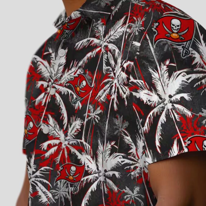 Tampa Bay Buccaneers Palm Print Hawaiian Shirt, Red & Black NFL Team Shirt for Game Day