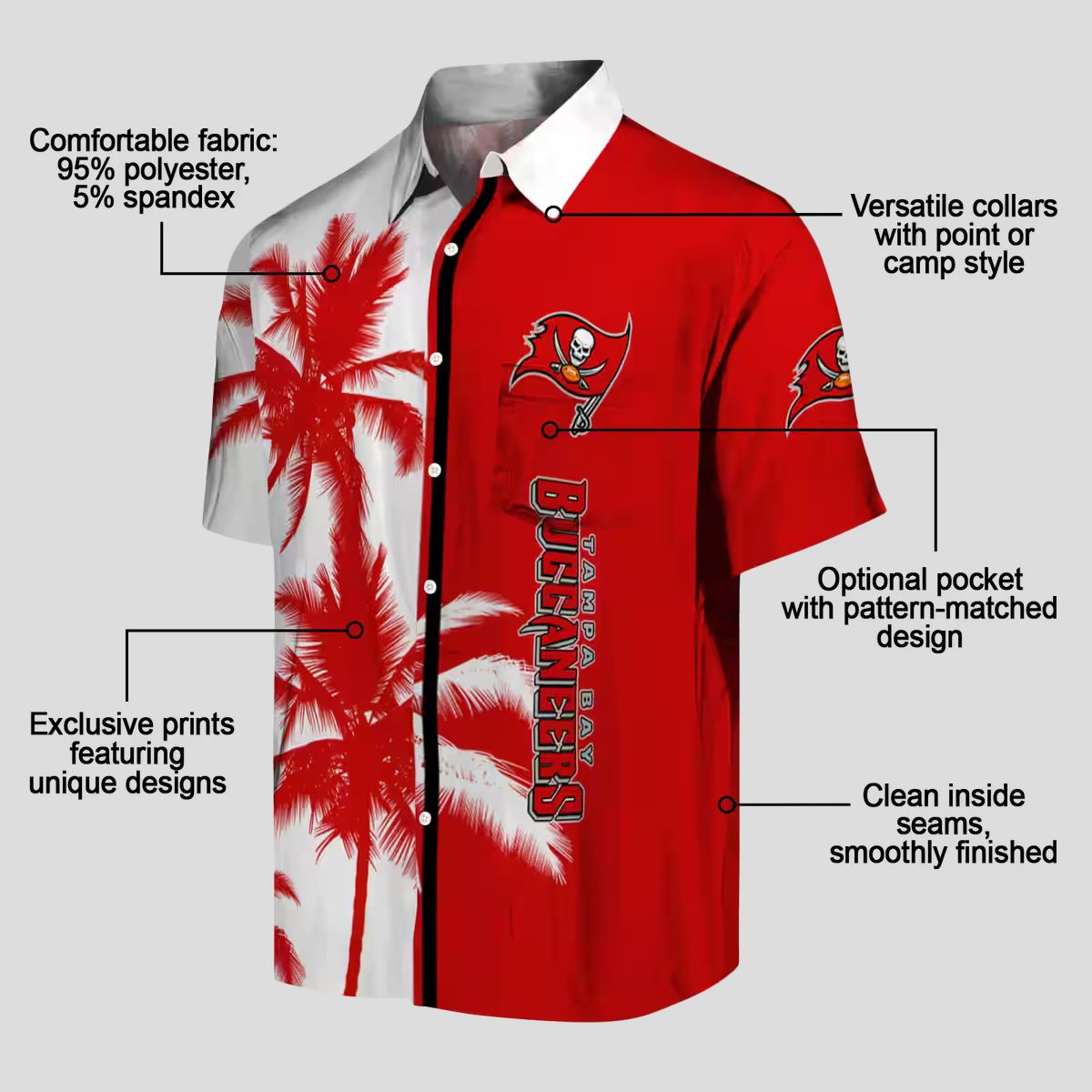 Tampa Bay Buccaneers Palm Trees Hawaiian Shirt, Red White NFL Shirt for Summer Vacation