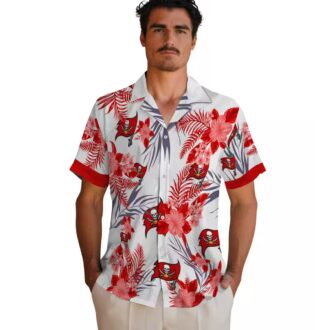 Tampa Bay Buccaneers Patriotic Hawaiian Shirt, Red White Hibiscus Design for NFL Fans