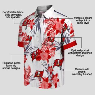 Tampa Bay Buccaneers Patriotic Hawaiian Shirt, Red White Hibiscus Design for NFL Fans