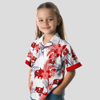 Tampa Bay Buccaneers Patriotic Hawaiian Shirt, Red White Hibiscus Design for NFL Fans