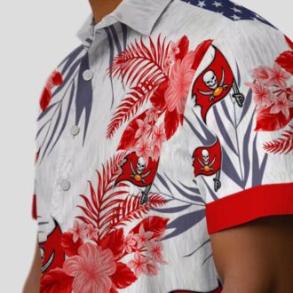 Tampa Bay Buccaneers Patriotic Hawaiian Shirt, Red White Hibiscus Design for NFL Fans