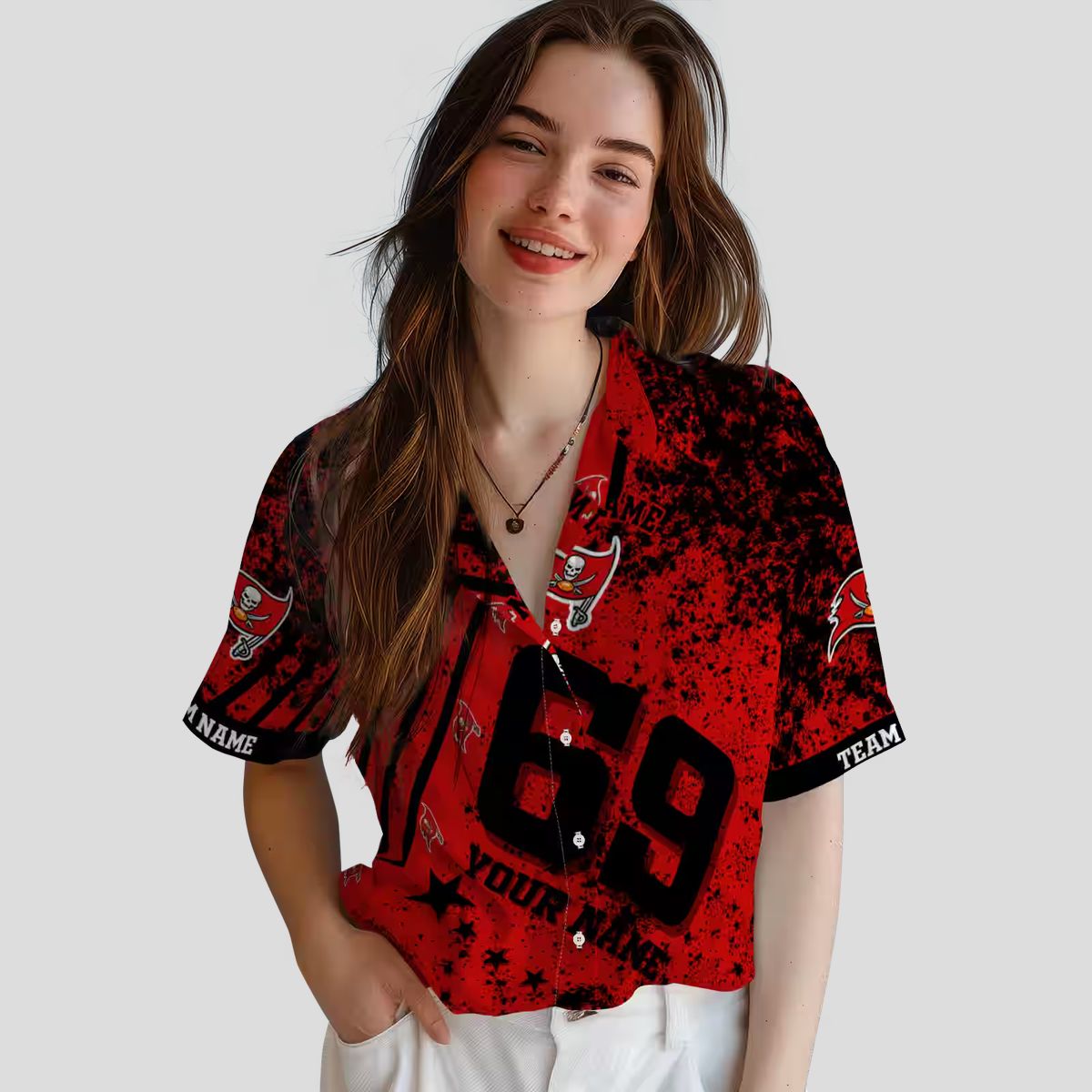 Tampa Bay Buccaneers Personalized Hawaiian Shirt, Red Star Stripes NFL Fan Gear