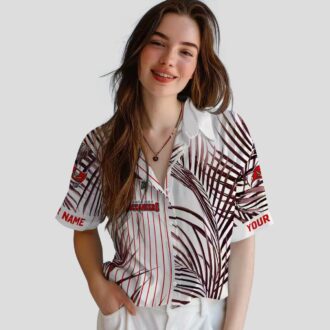 Tampa Bay Buccaneers Red Black White Hawaiian Shirt, Palm Stripes Design NFL Fan Apparel