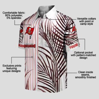 Tampa Bay Buccaneers Red Black White Hawaiian Shirt, Palm Stripes Design NFL Fan Apparel