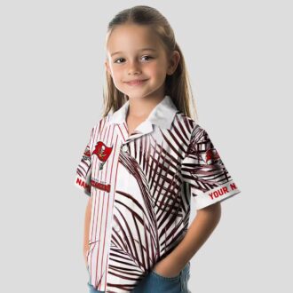 Tampa Bay Buccaneers Red Black White Hawaiian Shirt, Palm Stripes Design NFL Fan Apparel