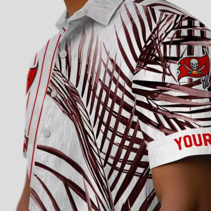 Tampa Bay Buccaneers Red Black White Hawaiian Shirt, Palm Stripes Design NFL Fan Apparel
