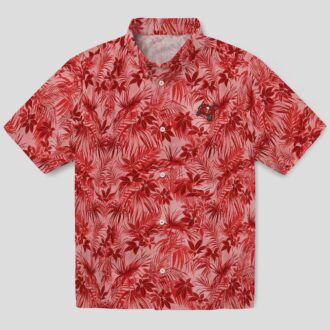 Tampa Bay Buccaneers Red Hawaiian Shirt, Leafy Pattern NFL Game Day Tropical Wear