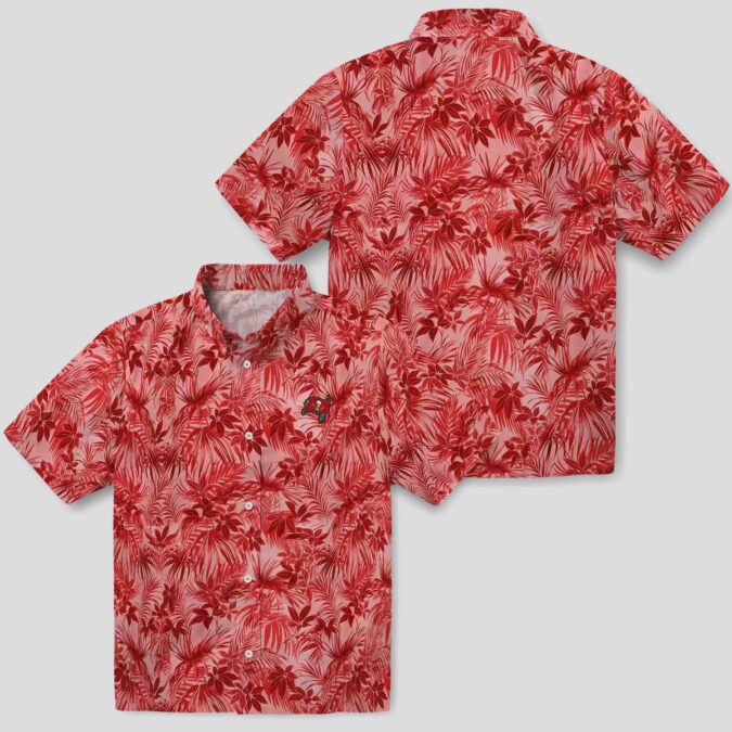 Tampa Bay Buccaneers Red Hawaiian Shirt, Leafy Pattern NFL Game Day Tropical Wear