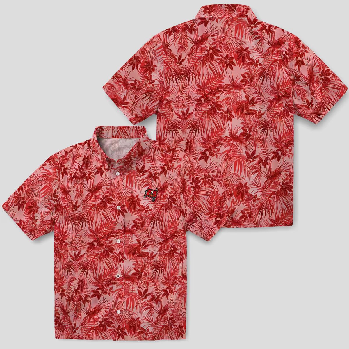 Tampa Bay Buccaneers Red Hawaiian Shirt, Leafy Pattern NFL Game Day Tropical Wear