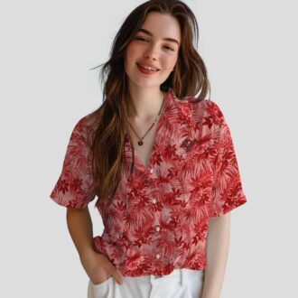 Tampa Bay Buccaneers Red Hawaiian Shirt, Leafy Pattern NFL Game Day Tropical Wear