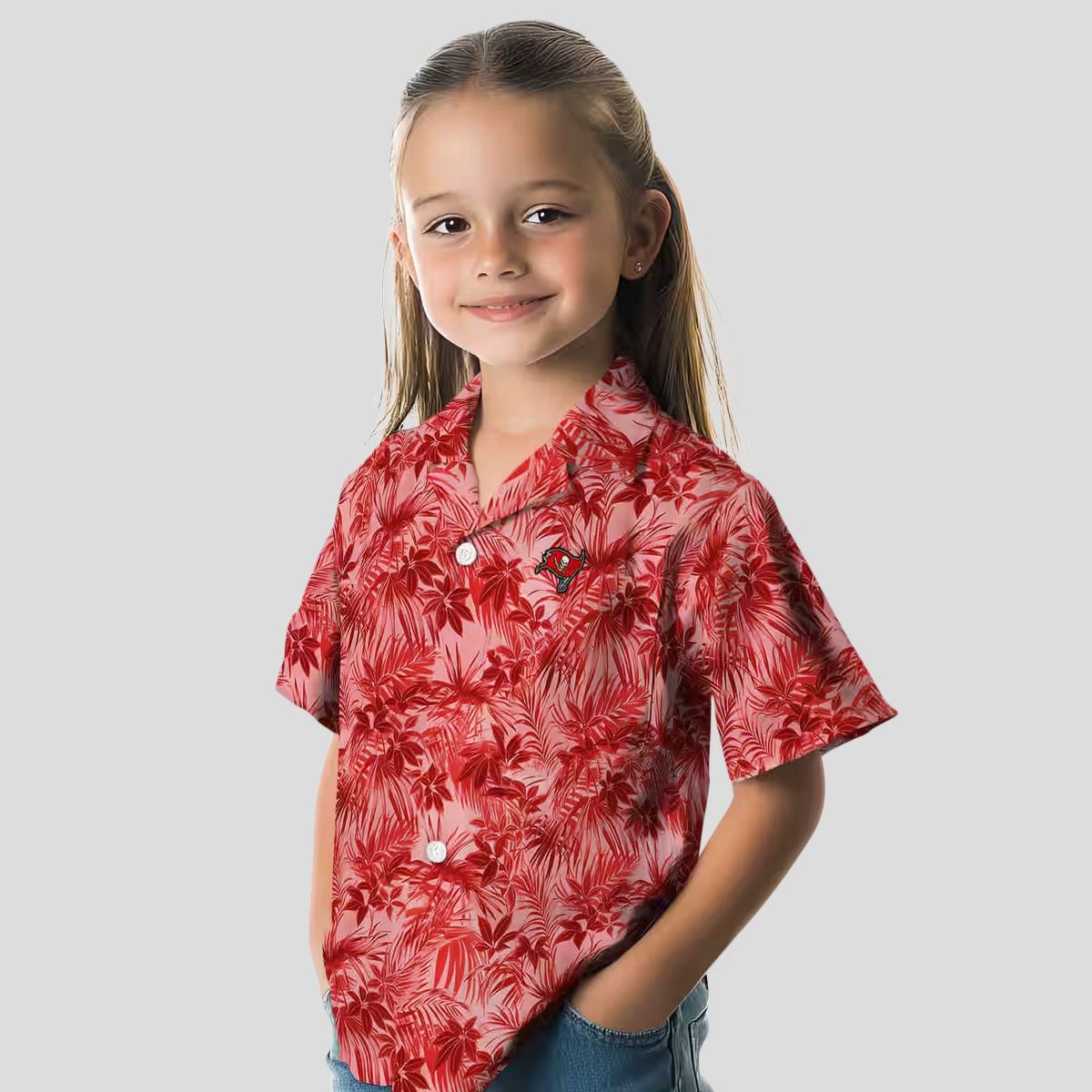 Tampa Bay Buccaneers Red Hawaiian Shirt, Leafy Pattern NFL Game Day Tropical Wear