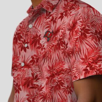 Tampa Bay Buccaneers Red Hawaiian Shirt, Leafy Pattern NFL Game Day Tropical Wear