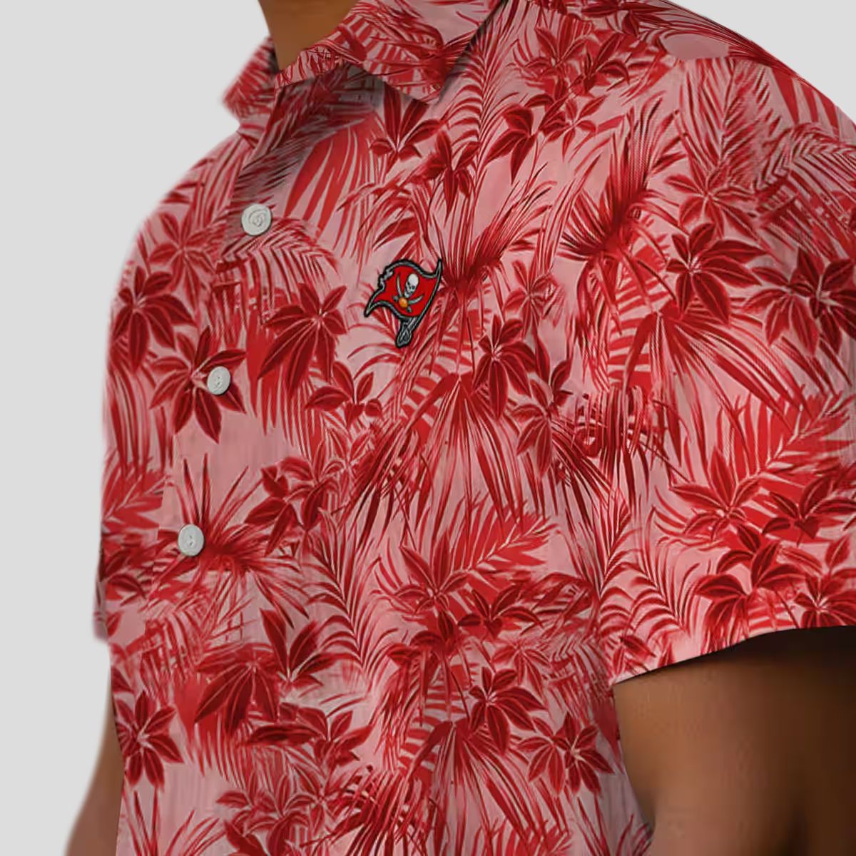 Tampa Bay Buccaneers Red Hawaiian Shirt, Leafy Pattern NFL Game Day Tropical Wear