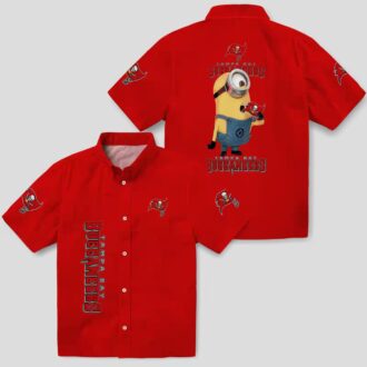 Tampa Bay Buccaneers Stuart Minion Hawaiian Shirt, Red NFL Aloha Button Up Shirt