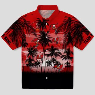 Tampa Bay Buccaneers Sunset Scene Hawaiian Shirt, NFL Tropical Red & Black Shirt for Summer