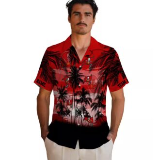 Tampa Bay Buccaneers Sunset Scene Hawaiian Shirt, NFL Tropical Red & Black Shirt for Summer