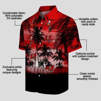 Tampa Bay Buccaneers Sunset Scene Hawaiian Shirt, NFL Tropical Red & Black Shirt for Summer