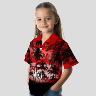 Tampa Bay Buccaneers Sunset Scene Hawaiian Shirt, NFL Tropical Red & Black Shirt for Summer