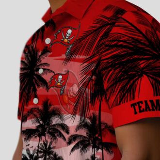 Tampa Bay Buccaneers Sunset Scene Hawaiian Shirt, NFL Tropical Red & Black Shirt for Summer