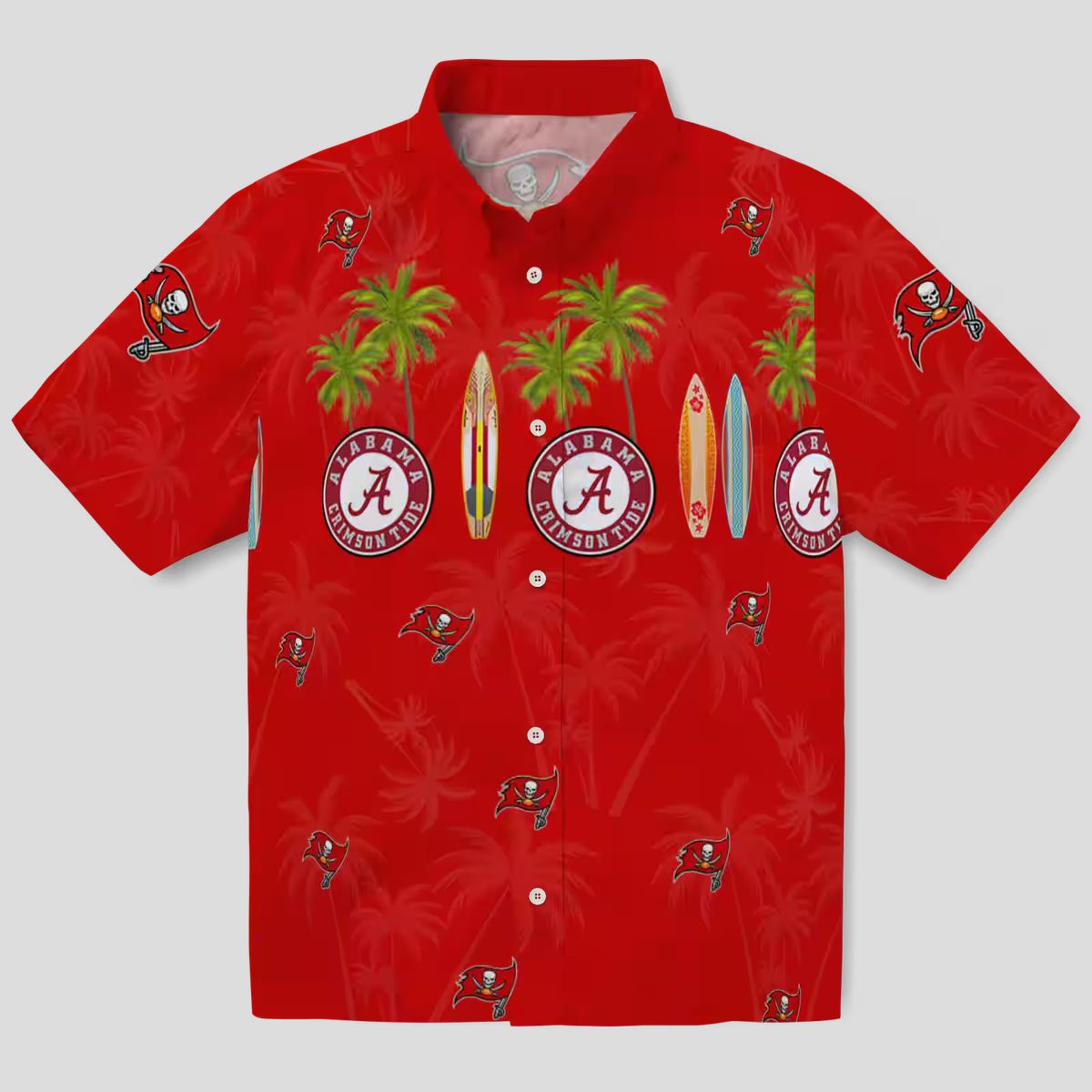 Tampa Bay Buccaneers Surfboard Palm Red Hawaiian Shirt, Perfect for Beach & Summer