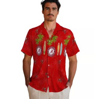 Tampa Bay Buccaneers Surfboard Palm Red Hawaiian Shirt, Perfect for Beach & Summer