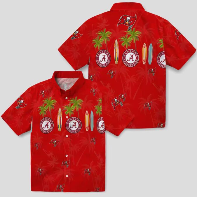 Tampa Bay Buccaneers Surfboard Palm Red Hawaiian Shirt, Perfect for Beach & Summer