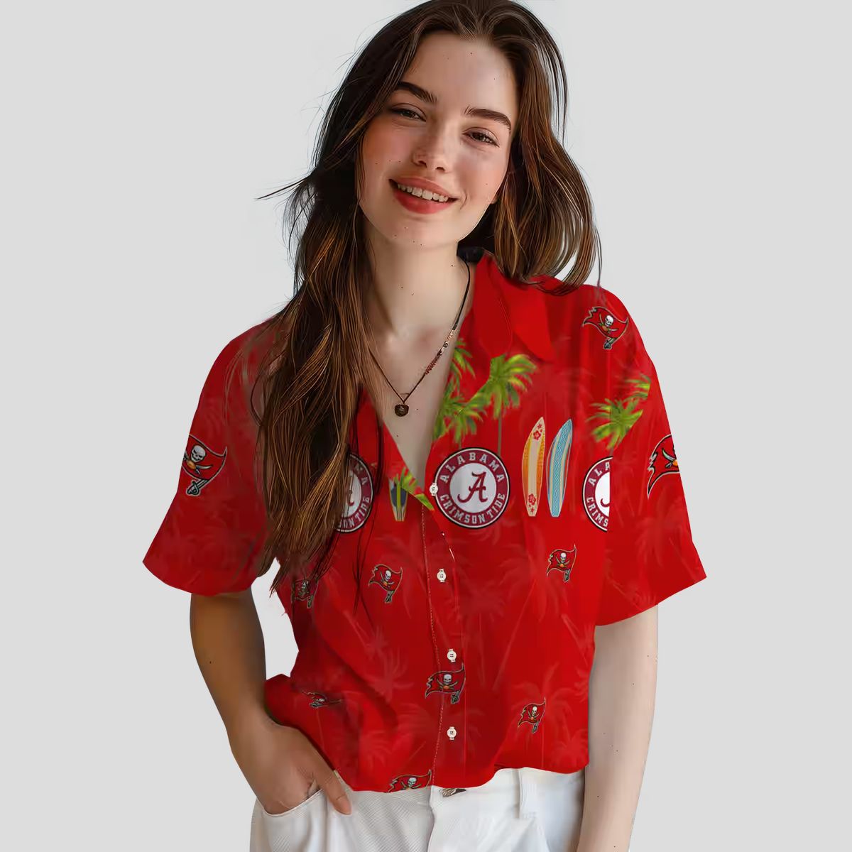 Tampa Bay Buccaneers Surfboard Palm Red Hawaiian Shirt, Perfect for Beach & Summer