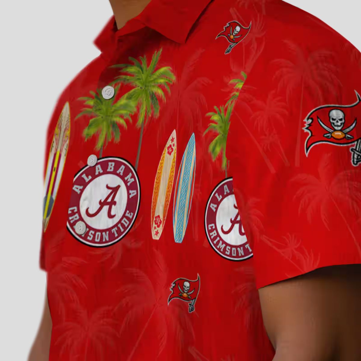 Tampa Bay Buccaneers Surfboard Palm Red Hawaiian Shirt, Perfect for Beach & Summer