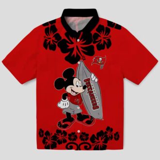 Tampa Bay Buccaneers Surfing Mickey Red Hawaiian Shirt, NFL Team Aloha Shirt for Fans
